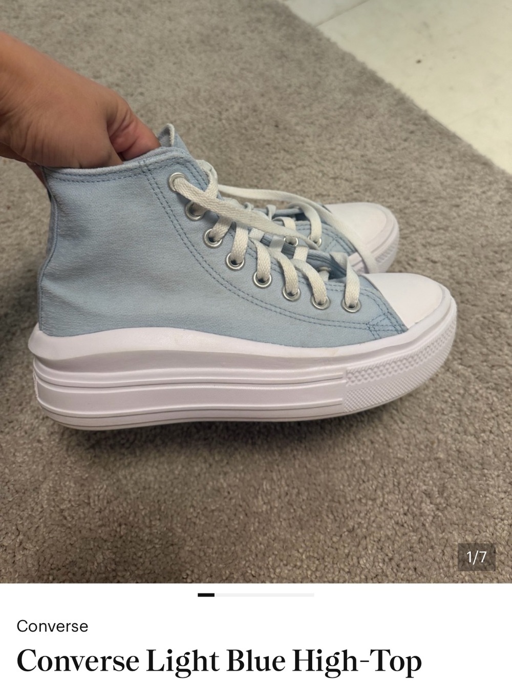 Converse Pale Blue High-Top Platform Sneakers